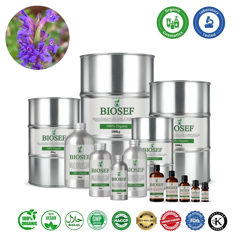 Hyssop organic essential oil for cosmetics